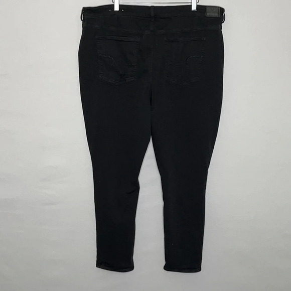 American Eagle Outfitters Super Hi-Rise Jegging in Black Distressed Button Fly - Picture 4 of 9